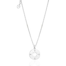 Oya Silver Minimal Gümüş Pusula Kolye [OYOT415]