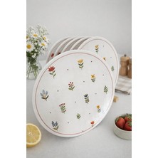 Hooly Home Pastel Bahçe Model 6 Adet 25 cm Büyük Servis Tabağı