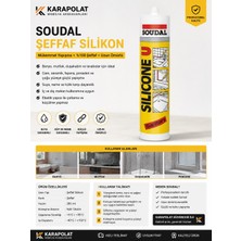 Karapolat Soudal Şeffaf Silikon 280 ml Nötr Sanitari Silikon Banyo Mutfak Cam Seramik Pvc