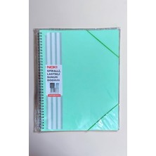 A4 Boyut Spiralli Lastikli Sunum Dosyası 20 Yaprak Pastel Yeşil Telli Sunum Dosyası