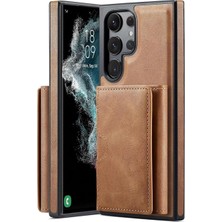 iPhone 15 Pro Max ile Uyumlu Deri Kılıf Magsafe ile Uyumlu Wallet 2 In 1 Çıkarabilir Kart Tutucu Mıktanıslı Stand Olabilen Phone Case Deri Kapak Wireless Şarj Özellikli Kahverengi
