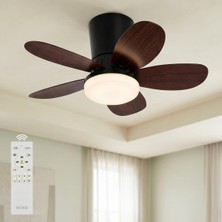 64CM Modern Goes Uzaktan Kumandalı 5 Kanatlı Tavan Vantilatörü ve LED Lamba Işık 42W Siyah-Kiraz