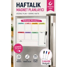 Hobialem Haftalık Magnet Planlayıcı Silinebilir Mıknatıslı Yazı Tahtası 3 Adet Kalem Hediyeli