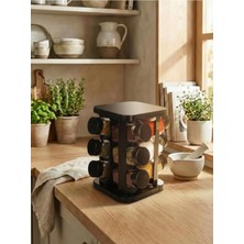 Leelahome Döner Standlı Kare Baharatlık, Cam, Antrasit, 140 Ml, 12'li Set