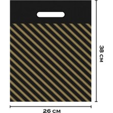 MGZ 50'li Siyah Gold Çizgili Hediyelik Eşya Poşeti 26X38 cm No:2 Hediye Poşeti
