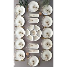Hooly Home Nevruz Model Rölyefli 12 Kişilik 23 Parça Modern Kahvaltı Takımı
