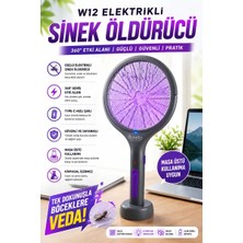 Byanes USB Şarjlı Uv Işıklı Elektrikli Sivrisinek Öldürücü Raket Sinek Öldürücü Sineksavar Masa Üstü Kullanım 1200 Mah 2500 Volt