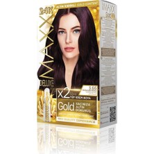 Deluxe Serisi 24K Altın Parçacıklı Serum ile 1 Kutu 2 x 50 ml ve Geliştiriciler Saç Boyası Patlıcan Moru 3.66