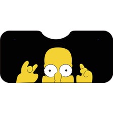 Oem Homer Simpson Şaşkın Tasarımlı Siyah Katlanabilir Ön Cam Güneşliği