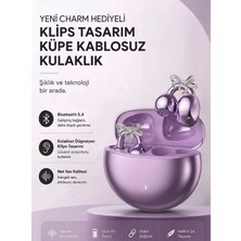 Azurtech Fiyonk Charm Hediyeli Modern Klips Tasarımlı Kablosuz Kulaklık