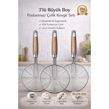 Empressco 3’lü Büyük Boy Paslanmaz Çelik Tel Kevgir Seti, Ergonomik ve Dayanıklı