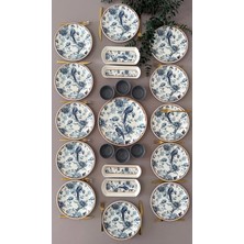 Yiğit Seramik Züccaciye Bluekitchen Model Rölyefli 12 Kişilik 23 Parça Modern Kahvaltı-Brunch Takımı (Sosluklu)