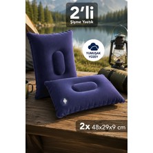 Fischer 2'li Şişme Kamp Yastığı - Çadır Seyahat Araç Içi Boyun Baş Destek Yastığı 43X28X9CM