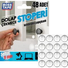 Yapışkanlı Dolap Çekmece Stoperi Kapak Ses Engelleyici 48ADET-BEYAZ