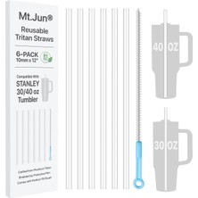 Mt.jun Stanley 30/40 Oz Bardak Için 6'li Paket Yedek Pipet, Premium Tritan Malzeme, Bpa Içermez ve Gıda Sınıfı, Temizleme Fırçası Içerir [hijyen Için Koruyucu Film ile Korunur, Kullanmadan Önce