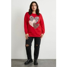 Stil Diva Bisiklet Yaka Uzun Kollu Baskılı Esnek Kumaşlı Sweatshirt