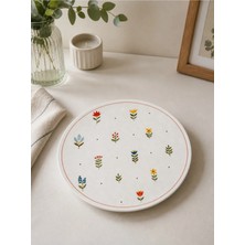 Hooly Home Pastel Bahçe Model 25 cm Büyük Servis Tabağı