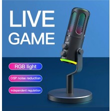 Tastech Rgb LED Işıklı Yayıncı Mikrofonu USB Girişli Stüdyo 48KHZ/16BIT Vokal Kondenser Kardioid Mikrophone