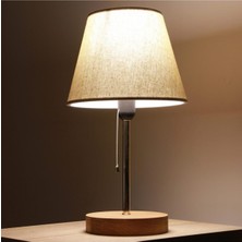 Bohhem North Home Ahşap Ayaklı Abajur Kumaş Başlık Krem Bej