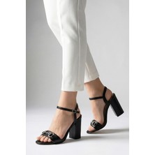 Nemesis Shoes Nemesis Gerçek Deri Kadın Topuklu Sandalet Siyah