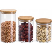 Deconox 6'li Bambu Kapaklı Cam Baharatlık Seti 200ML, Borosilikat Bambu Kapaklı Cam Baharat Takımı