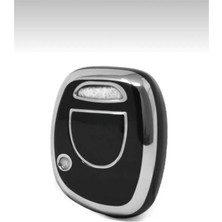 Keyron Renault Master Clio Twingo Kangoo Symbol (1) Bir Düğmeli Silikon Anahtar Koruma Kılıfı Siyah Gümüş