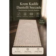 Fabrix Home Kadife Dantelli Seccade 120X70 cm Çeyizlik Hediyelik Namazlık