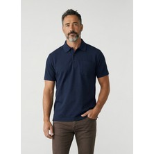 Simenti Erkek Yakalı Cepli Waffle Lacivert Baba Tshirt