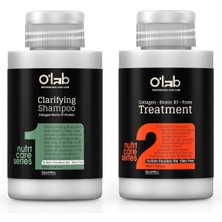 O'lab Nutri-Care Profesyonel Keratin Bakım Seti 100 ml x 2 - Evde Brezilya Fönü Kiti / Arındırıcı Şampuan &amp; Keratin Kompleksi / Collagen &amp; Biotin B7 Destekli Onarım
