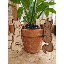 Mu Art Ahşap Ahşap Dekoratif Saksı Süsü - 2'li Set - Ham Mdf - Kendin Boya - 7.5 cm