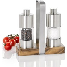 Adhoc ME01 Set Karabiber ve Tuz Değirmeni Menage Classıc (Baharatsız), Paslanmaz Çelik/akasya Ağacı/akrilik
