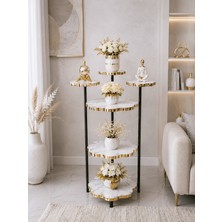 Saksılık Çiçeklik Sehpa Beyaz Gold