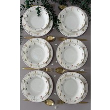 Hooly Home Pastel Bahçe Model 6 Kişilik 12 Parça Modern Yemek Takımı