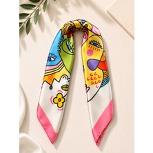 Kumru Studio Renkli Yüz Motifli Bandana ve Fular