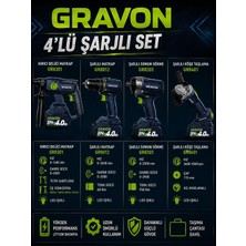 Mur-Cell Gravon Şarlı 4'lü Set 20V 4AH Kırıcı Delici Matkap-Matkap-Somun Sökme-Köşe Taşlama