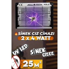 Byanes 2x4 Watt Sinek Kapanı 25 Metrekare Uv Sinek Tuzağı Kasa Elektrikli Kara Sinek Öldürücü