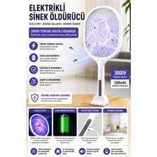 Byanes Şarjlı Sinek Öldürücü Sivrisinek Raketi Elektrikli Karasinek Haşere Kovucu Mor Işıklı Sineklik Aleti
