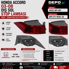 Honda Accord 2003-2008 Dış Sol Stop Lambası Depo Oem 34155-SN7-G01