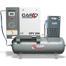 GAP Kompresör Depo Üstü Vidalı Hava Kompresörü 500 Lt 20 Hp