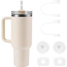 Linsaner Stanley Bardak Aksesuarları ile Uyumlu Silikon Hasır Toppers 2,0, 30 Oz / 40 Oz Şeffaf Hasır Kapaklı Bardaklar (2'li Paket)