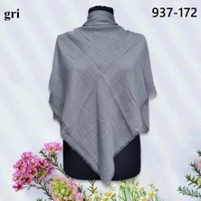 Soft İpek Soft Ipek Düz Renk Flamlı Pamuk Eşarp (Gri) 937-172
