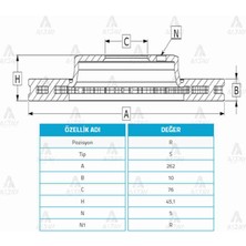 Maher Fren Diski I-30 12-15 / Ceed 12-16 / Elantra 11-20 / Arka Düz 262-5 Takım 2 Adet 58411-A6300