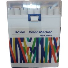 Belirtilmemiş Sta Çift Uçlu Alkol Bazlı Marker Kalem Çift Uçlu 1-7 Mm 48 Renk Sta-910348