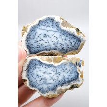Healcrystal Mavi Dendrit Opal Çifti • Beyaz Içeriğe Sahip Opal