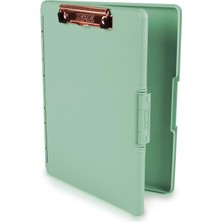 Dexas Slimcase 2 Sıkıştırma Tahtası, Yan Açıklık, 31,8 x 24,1 Cm, Deniz Köpüğü Yeşili, Pembe Altın Klipsli