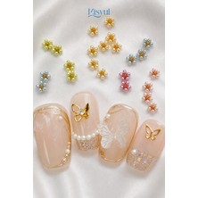 Misyul Tırnak Süsleme Inci Çiçek Charm Seti, Nail Art Tırnak Süslemesi