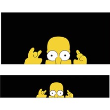 Oem Homer Simpson Şaşkın Tasarımlı Siyah 2'li Torpido ve Pandizot Koruyucu Havlu Seti