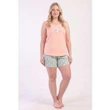 Stil Diva Büyük Beden Penye Şort Atlet Pijama Takımı
