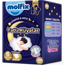 Molfix Tatlı Rüyalar Bebek Bezi 6 BEDEN15+ kg Extra Large 288 Adet Ekstra Fırsat Pk