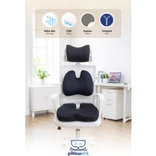 Pillowart 3'lü Set Ergonomik Ofis Sandalye Minderi Bel Boyun Oturma Desteği ile Konfor Artırıcı